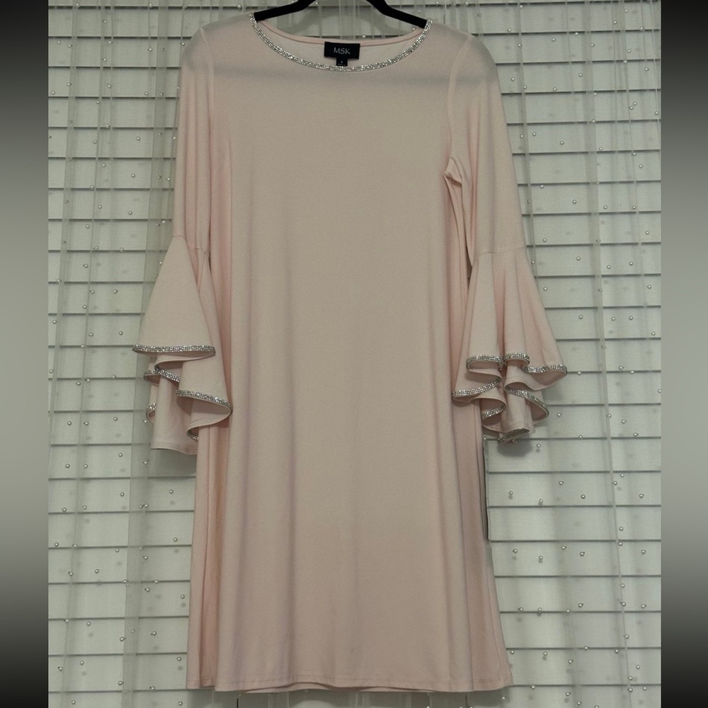 Women's Pink Dress with Bell Sleeves